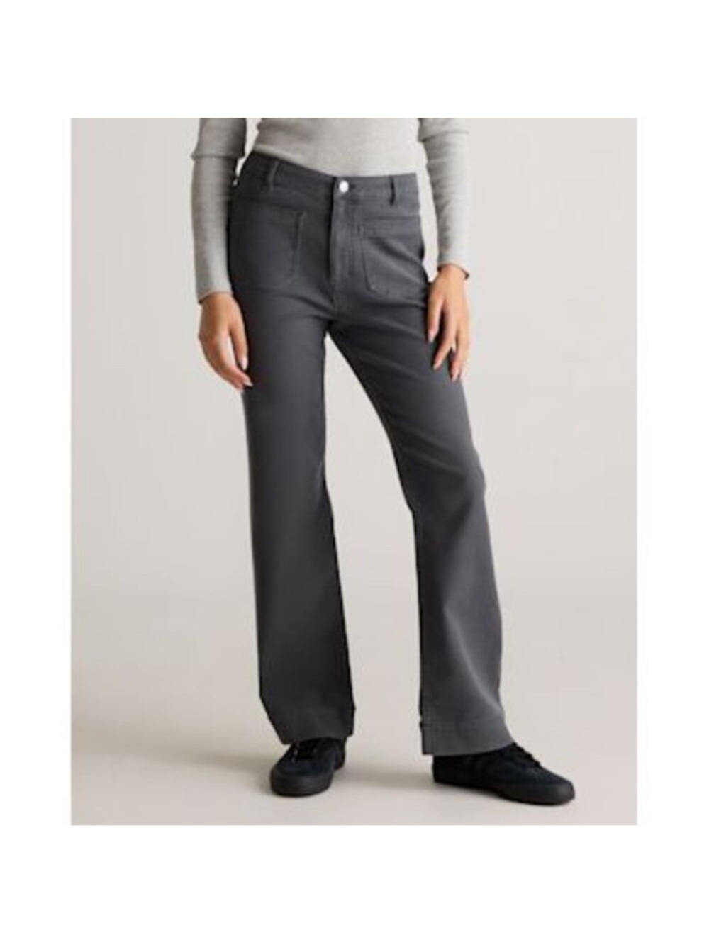 Quince Women French Terry Wide Leg Pants Dark Coal 10